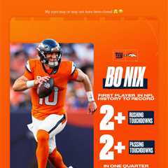 Bo Nix’s wife ‘barely breathing’ after watching Broncos’ rally over Giants