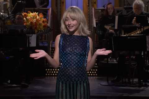 Sabrina Carpenter Jokes About ‘Man’s Best Friend’ Cover in Raunchy ‘SNL’ Monologue: Watch