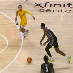 Maryland player throws shoe during steal attempt in viral men’s college basketball moment