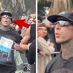 Travis Barker Performs After Running 5K in Santa Monica