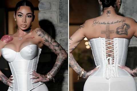 Bhad Bhabie Flaunts Curves in White Corset and Hot Pants