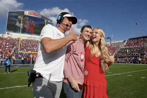 Couple gets engaged on field at Ole Miss game — and Lane Kiffin joins the celebration