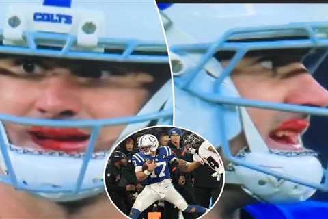 Daniel Jones left bleeding from his mouth after crashing into bench on Colts’ game-tying drive