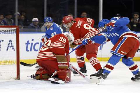 Woeful Rangers offense wastes goalie’s throwback outing in loss to Red Wings that ends win streak