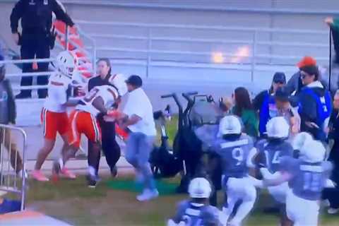 Woman was inches from potentially horrifying injury during brutal sideline collision with Miami..