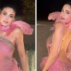 Kylie Jenner Shows Off Figure in Backless Feather Dress