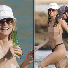 Heidi Klum Splashes Around Topless in Ocean with Husband Tom Kaulitz