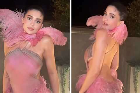 Kylie Jenner Shows Off Figure in Backless Feather Dress