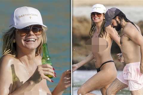 Heidi Klum Splashes Around Topless in Ocean with Husband Tom Kaulitz