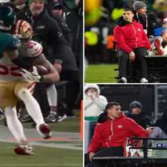 George Kittle carted off field with Achilles injury in major 49ers playoff blow
