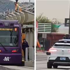 Waymo Car Drives Onto Train Tracks, Passenger Bails Out, on Video