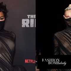 Teyana Taylor Makes a Statement in a Black Ashi Studio Haute Couture Look with Exaggerated Hips at..