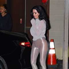 Bianca Censori Wear Sheer Shirt, Shiny Pants to Movie Date with Kanye