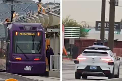 Waymo Car Drives Onto Train Tracks, Passenger Bails Out, on Video