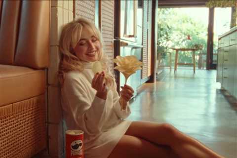 Sabrina Carpenter Gets Stacked in First-Look Photo of Her Pringles’ Super Bowl Commercial