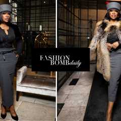 Kandi Burruss Stuns in Black and Grey The Frankie Shop Look with a iStyleBySonia Fur and Gucci Heels