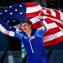 American Jordan Stolz wins second straight speed skating gold in Olympic record time