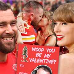 Travis Kelce's Podcast Account Posts Valentine's Day Card Referencing Taylor Swift's 'Wood'