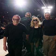 On the Scene at Dolce & Gabbana Fall 2026 with Madonna Front Row: Black Lace, Statement Outerwear,..