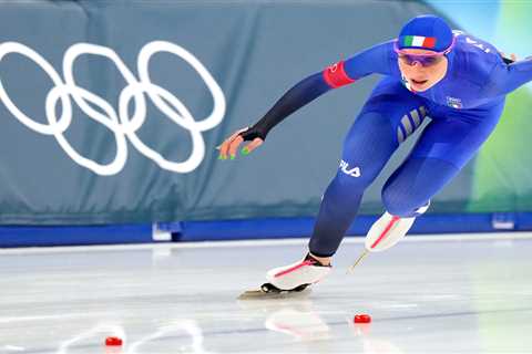 Italian speed skater sets Olympic record on birthday and celebrates with son in adorable moment