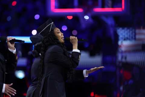 Brandy Performs the U.S. National Anthem With June’s Diary at 2026 NBA All-Star Game