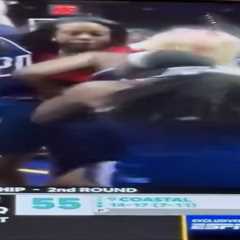 Referee knocked out in wild women’s college basketball brawl that saw eight ejections