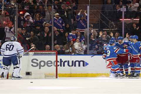 Rangers win home game in regulation for first time since November with drubbing of Maple Leafs