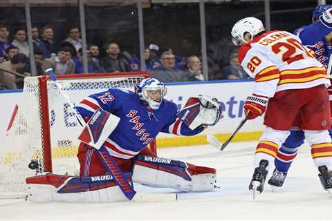 Alexis Lafreniere’s recent scoring spree continues with hat trick in Rangers’ win over Flames