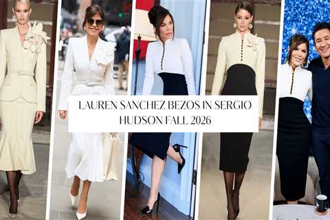 Lauren Sanchez Bezos in White and Black Sergio Hudson Fall 2026 Structured Peplum and Colorblock..