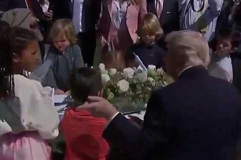 Trump Signs Autographs for Kids at White House Easter Egg Roll, Rambles About Biden