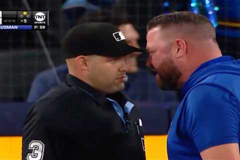 Blue Jays’ John Schneider gets right in umpire’s face in wild ejection scene