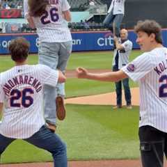 US figure skating team’s first pitch at Mets game doesn’t go well