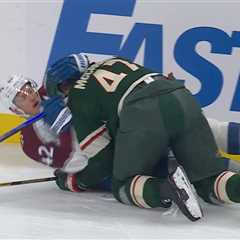 Michael McCarron rips ‘dirty’ Josh Manson for butt-end to face as tensions flair in Wild-Avalanche..