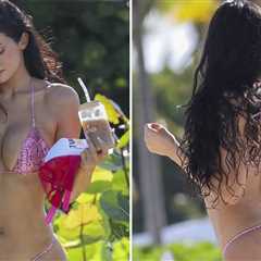 Kylie Jenner Shows Off Curves In Pink Bikini During Turks & Caicos Vacation