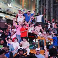 CBS reporter loses it after Knicks fan fires off F-bomb during live report as NYC goes nuts