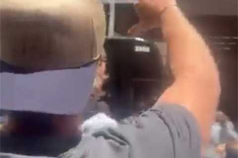 Swarm of raucous Knicks fans fill street to jeer Spurs, Wemby outside team hotel: ‘Get ready to go..