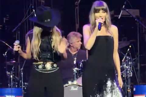 Taylor Swift performs ‘Love Story’ at Tight End U party days before wedding