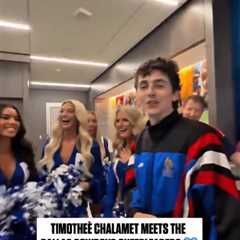 Timothée Chalamet has ‘starstruck’ moment while meeting Cowboys cheerleaders at World Cup game