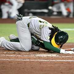 A’s infielder Joshua Kuroda-Grauer gets surgery for ruptured testicle after brutal foul tip
