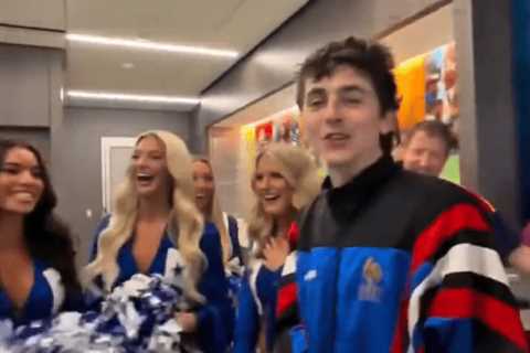 Timothée Chalamet has ‘starstruck’ moment while meeting Cowboys cheerleaders at World Cup game