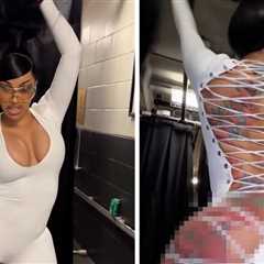 Cardi B Rocks Daring Cutout Catsuit for Don Toliver Surprise Performance