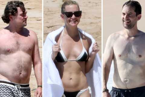 Leonardo DiCaprio, Kate Hudson Hit The Beach Before Tobey Maguire's Ex-Wife's Wedding